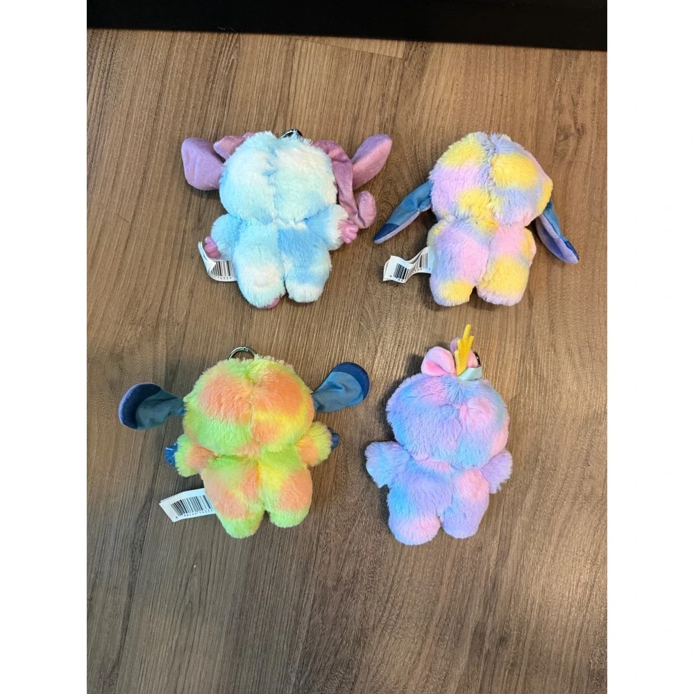 Disney Stitch Angel Scrump Tie Dye Plush Keychain Set 4pc Just Play 14339